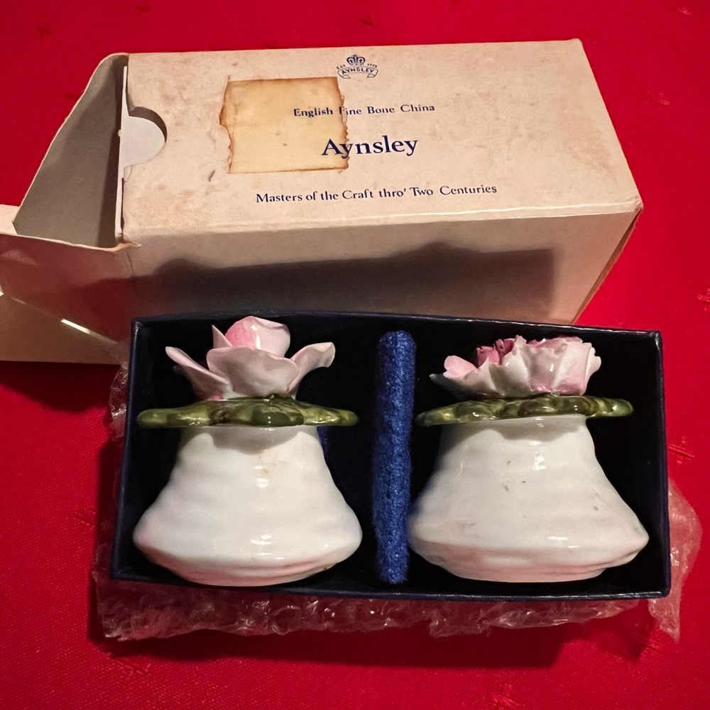 Aynsley English Fine Bone China vintage Rose Salt and Pepper Shakers